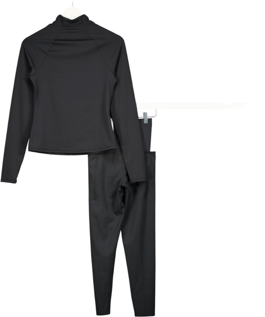 Gym Locker Black ¼ Zip Top And Cropped Leggings Set UK S
