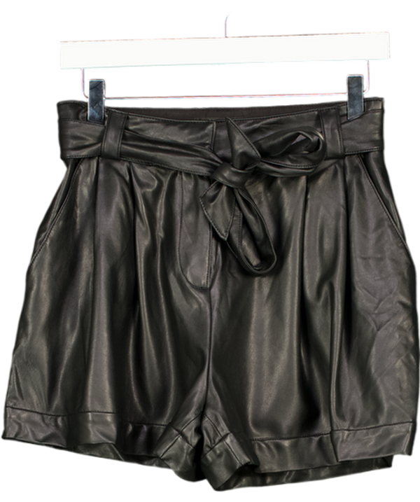 GUESS Black Faux Leather Belted Shorts W27