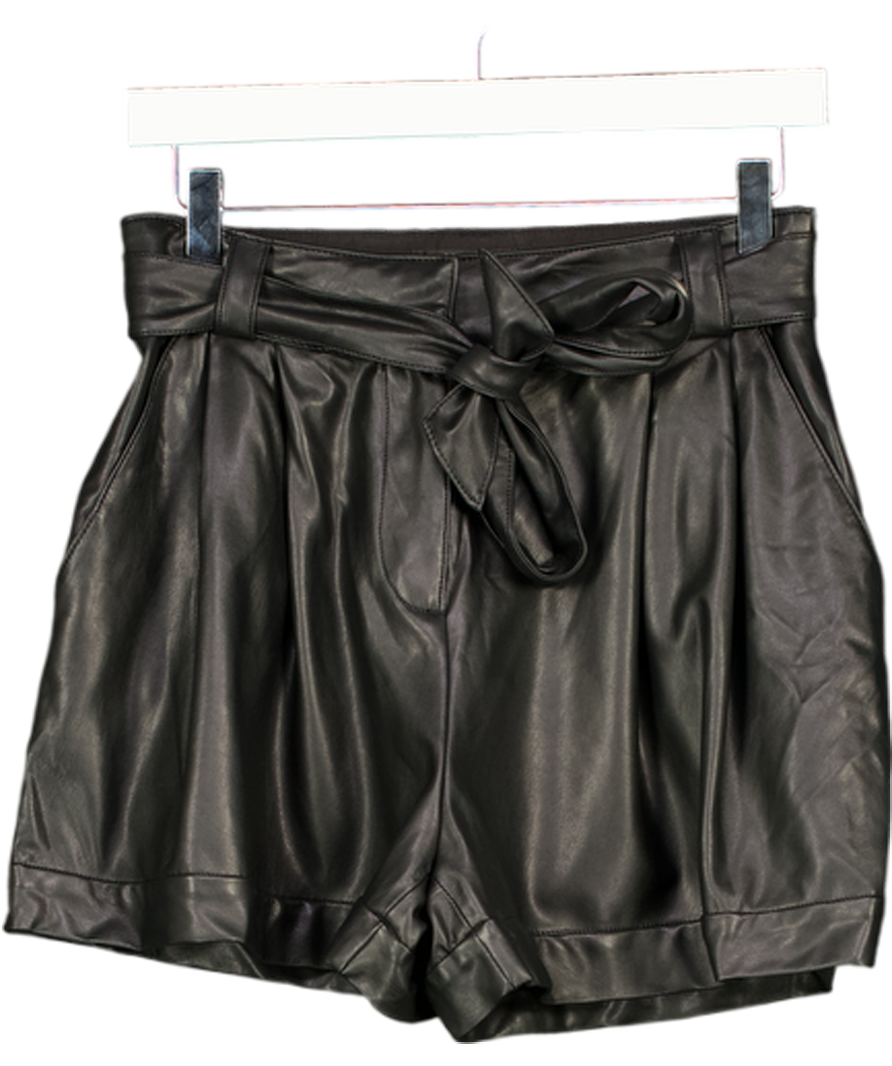 GUESS Black Faux Leather Belted Shorts W27
