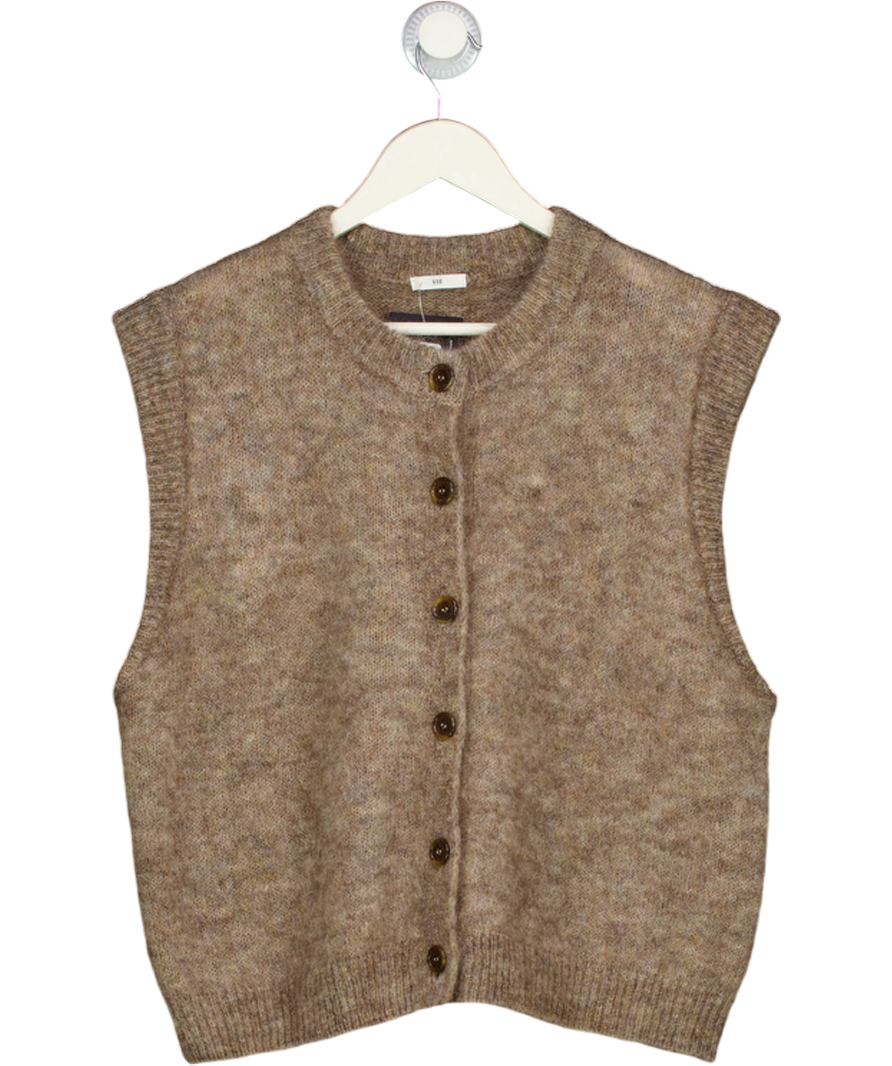 Ysé Paris Beige Kid Mohair / Wool Blend Sleeveless Cardigan UK L