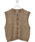 Ysé Paris Beige Kid Mohair / Wool Blend Sleeveless Cardigan UK L