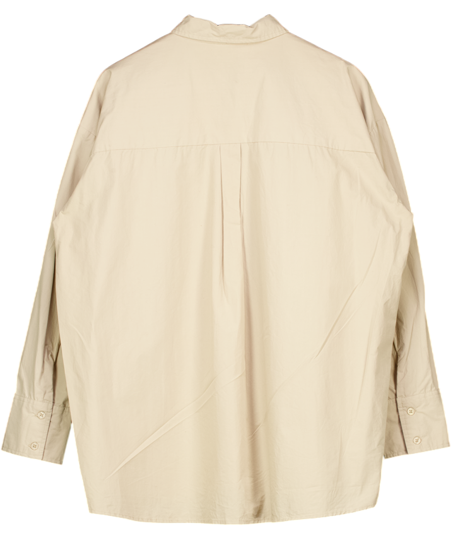 NA-KD Beige Linen Wide Sleeve Shirt UK 10
