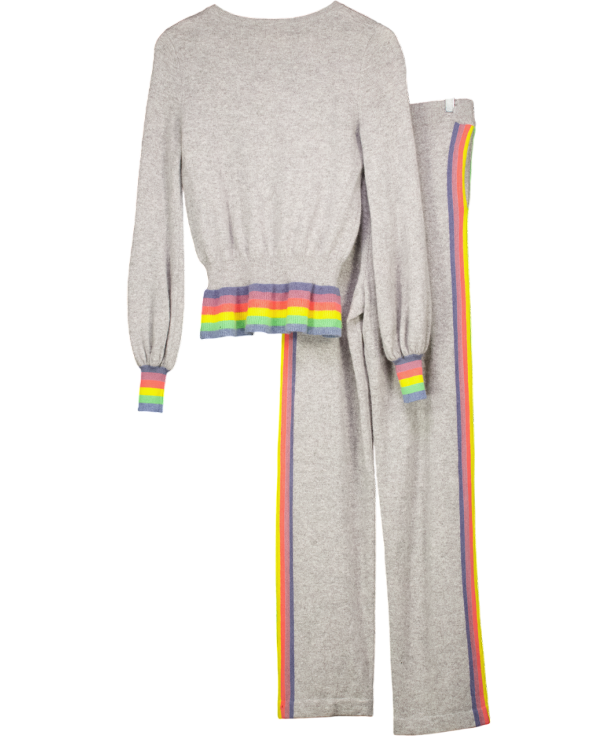 WYSE LONDON 2-piece Grey Rainbow 100% Cashmere Blend Loungewear Set Sz1 UK 8