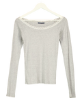 Brandy Melville Grey Long Sleeve Lace Top UK S