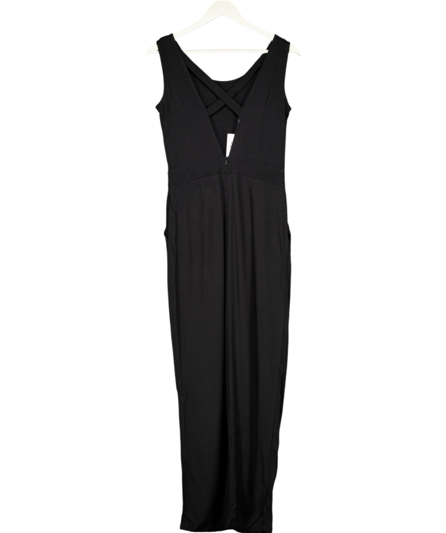 Batik Black E4c9 Cross Back Jumpsuit UK 8