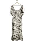 SCAMP & DUDE White With Black Star Shirred Maxi Dress UK 22