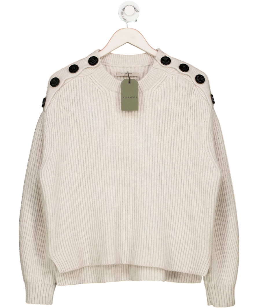 AllSaints Beige Wool & Cashmere Blend Faye Crew Neck Jumper UK XS