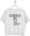Reclaimed Vintage White Intage Oversized Cowboy Cropped Boxy T-shirt UK L