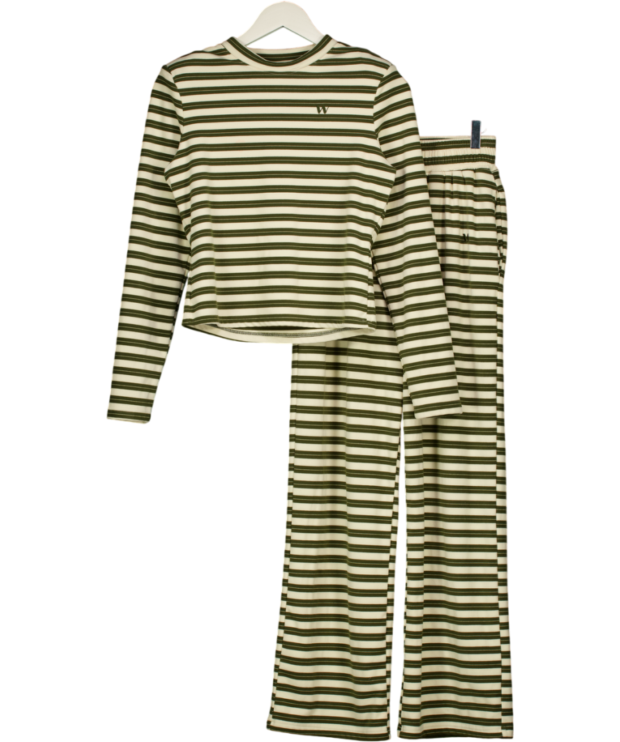 WANDERDOLL 2-piece Green & Cream Frankie Stipe Top (uk L) And Trousers (uk M) Set UK M/L
