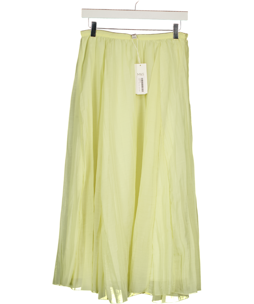 M&S Yellow Textured Midaxi Circle Skirt UK 10