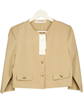 GOELIA Beige Cropped Jacket With Gold Buttons UK M