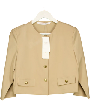 GOELIA Beige Cropped Jacket With Gold Buttons UK M