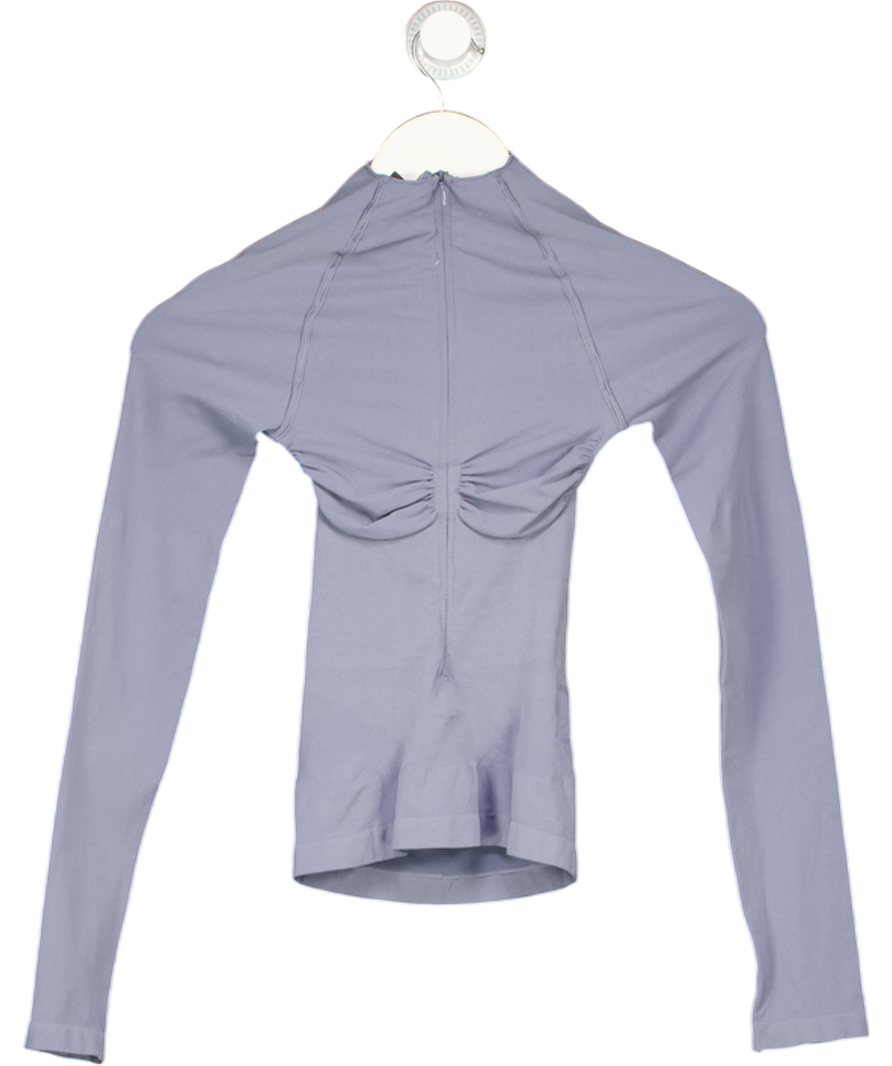 SKIMS Dusty Blue Zip Up Performace Fitted Activewear Top UK XS
