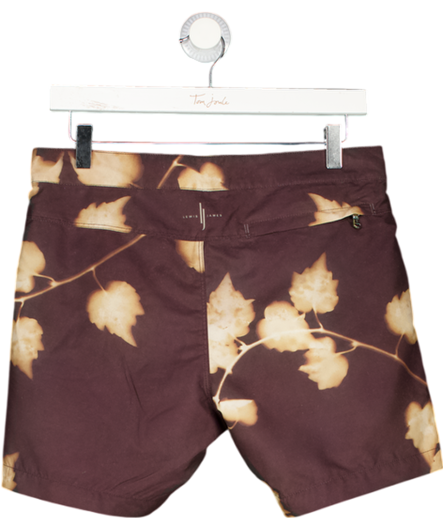 LEWIS JAMES Brown Diego Branch Print Swim Short W30