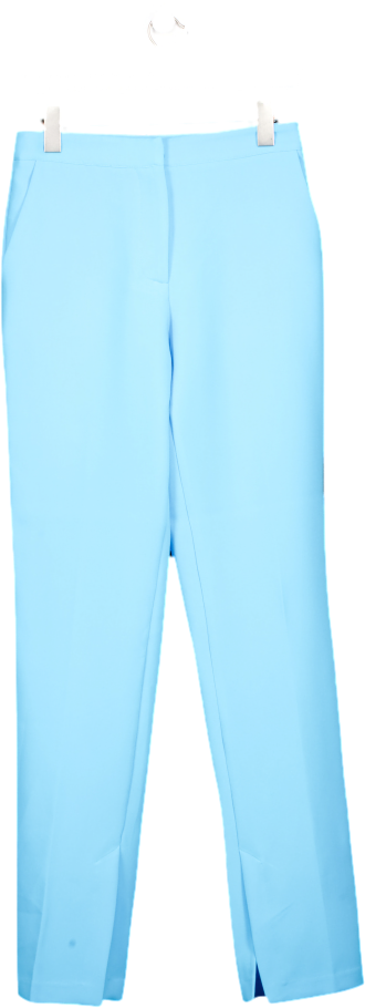 NA-KD Blue Straight Side Slit Pants UK 8