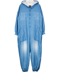 Blue Jersey Denim Look Hooded Onesie UK XXL