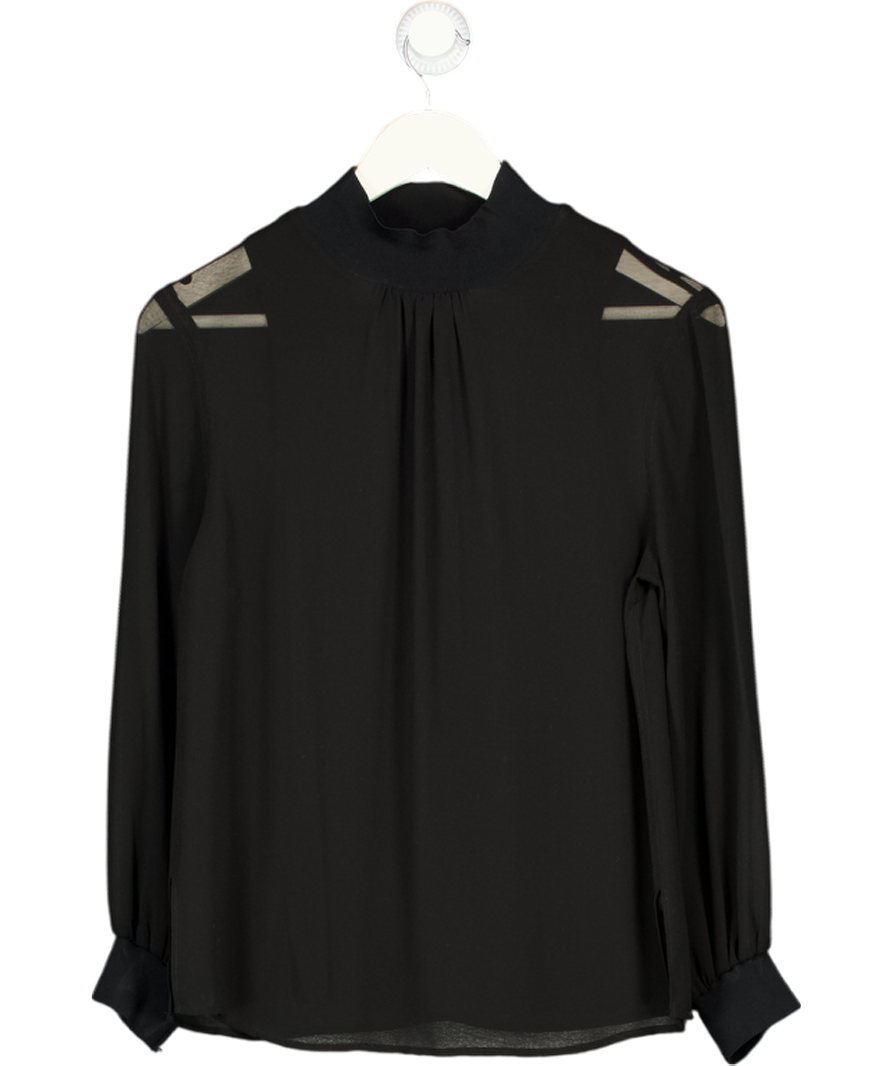 REISS Black Sandrine Semi Sheer Blouse UK XS