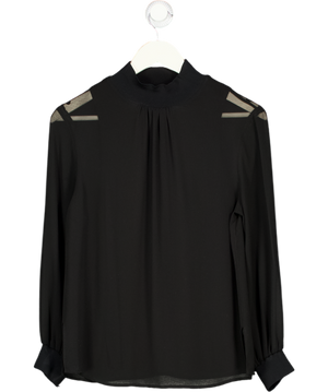 REISS Black Sandrine Semi Sheer Blouse UK XS