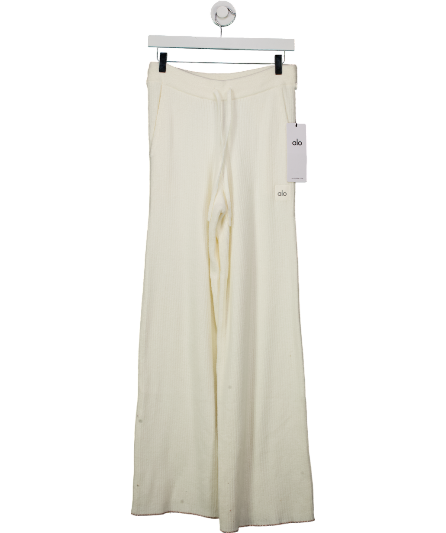 alo yoga Cream Snuggle Up Sweater High-waist Wide Leg Trousers UK S