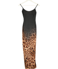 SYDNEY LANE Black Blair Sculpting Midi Dress Ombre Leopard Print UK S