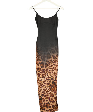 SYDNEY LANE Black Blair Sculpting Midi Dress Ombre Leopard Print UK S