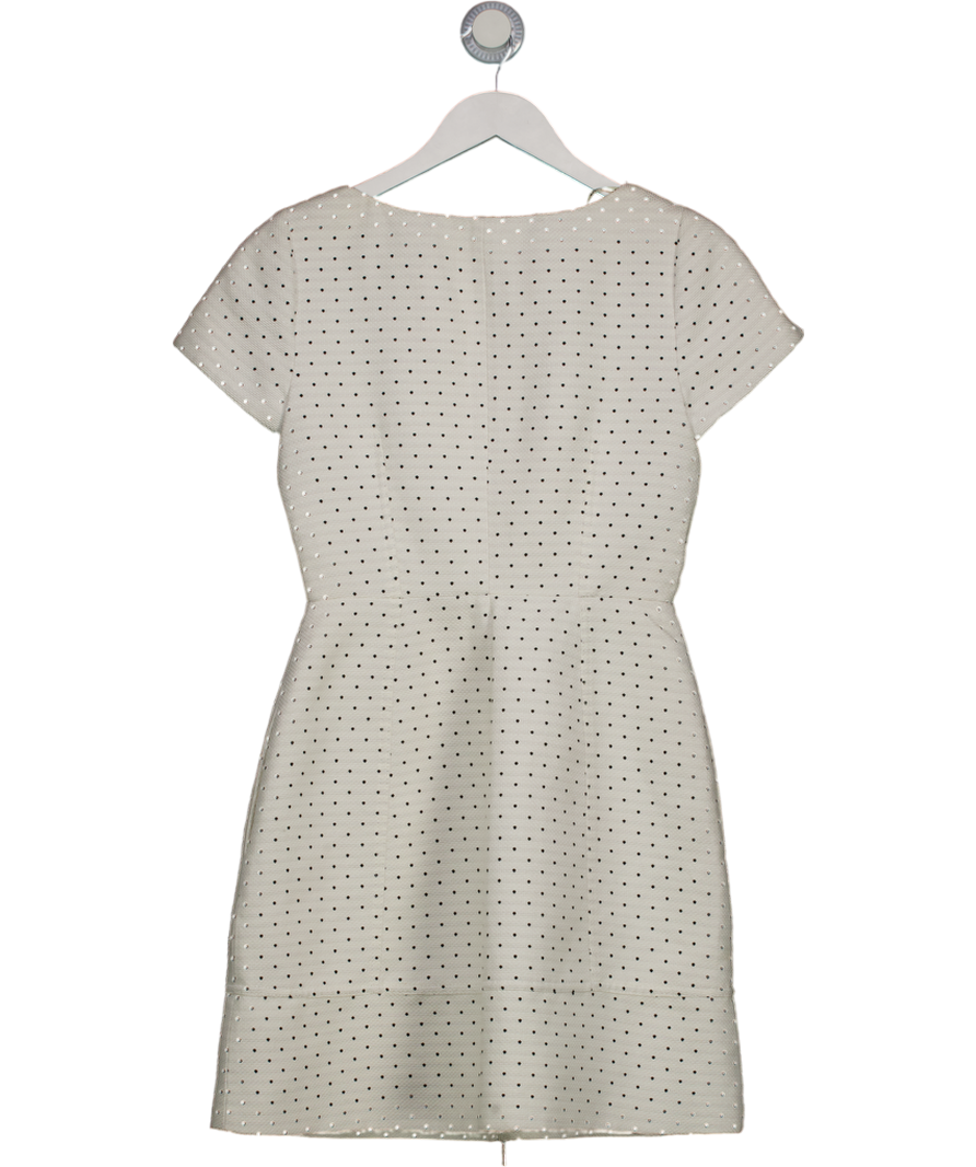 Karen Millen White / Black polka dot Zip Front Tailored Mini Dress UK Reliked Karen Millen White / Black polka dot Zip Front Tailored Mini Dress UK Reliked