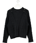 Abercrombie & Fitch Black Textural Stitch Cable Crew Sweater UK M