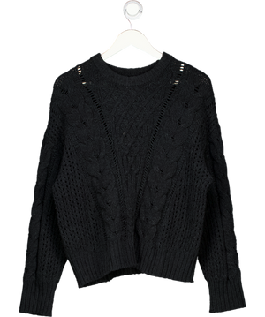 Abercrombie & Fitch Black Textural Stitch Cable Crew Sweater UK M