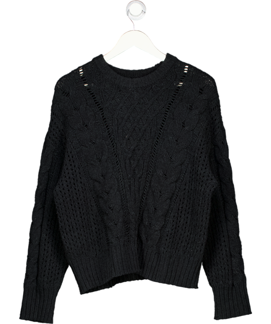 Abercrombie & Fitch Black Textural Stitch Cable Crew Sweater UK M