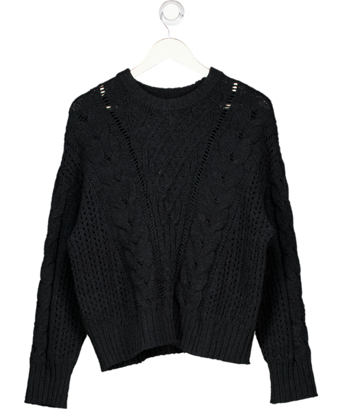 Abercrombie & Fitch Black Textural Stitch Cable Crew Sweater UK M