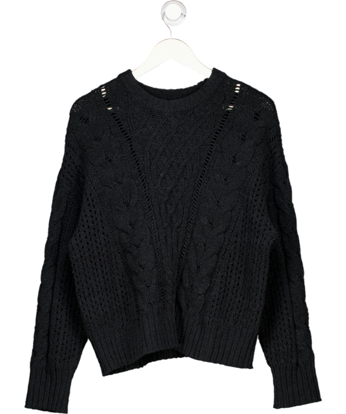 Abercrombie & Fitch Black Textural Stitch Cable Crew Sweater UK M