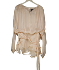 Bella Barnett Cream Dekia Long Sleeve Hollow Out Flounce Mini Dress With Shorts UK M