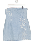MESHKI Blue Akira Embroidered Denim Mini Dress UK XXL