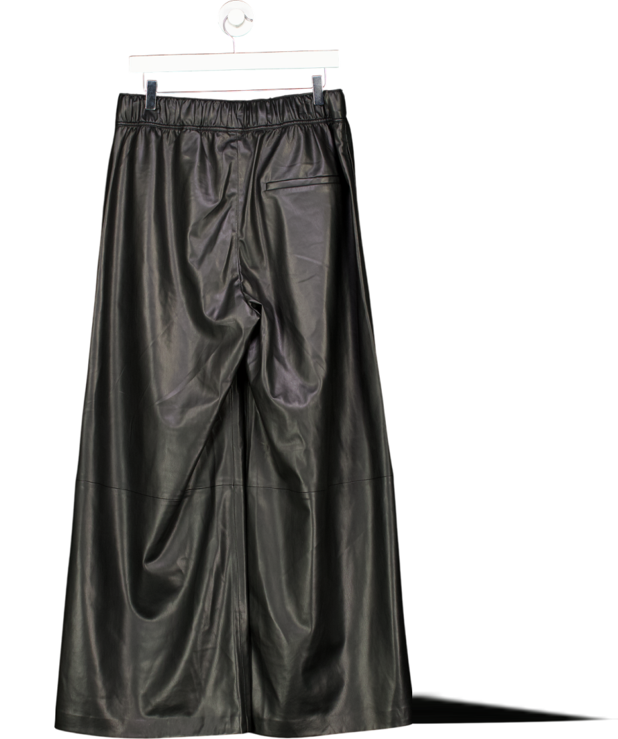 H&M Black Coated Wide Leg Trousers UK M
