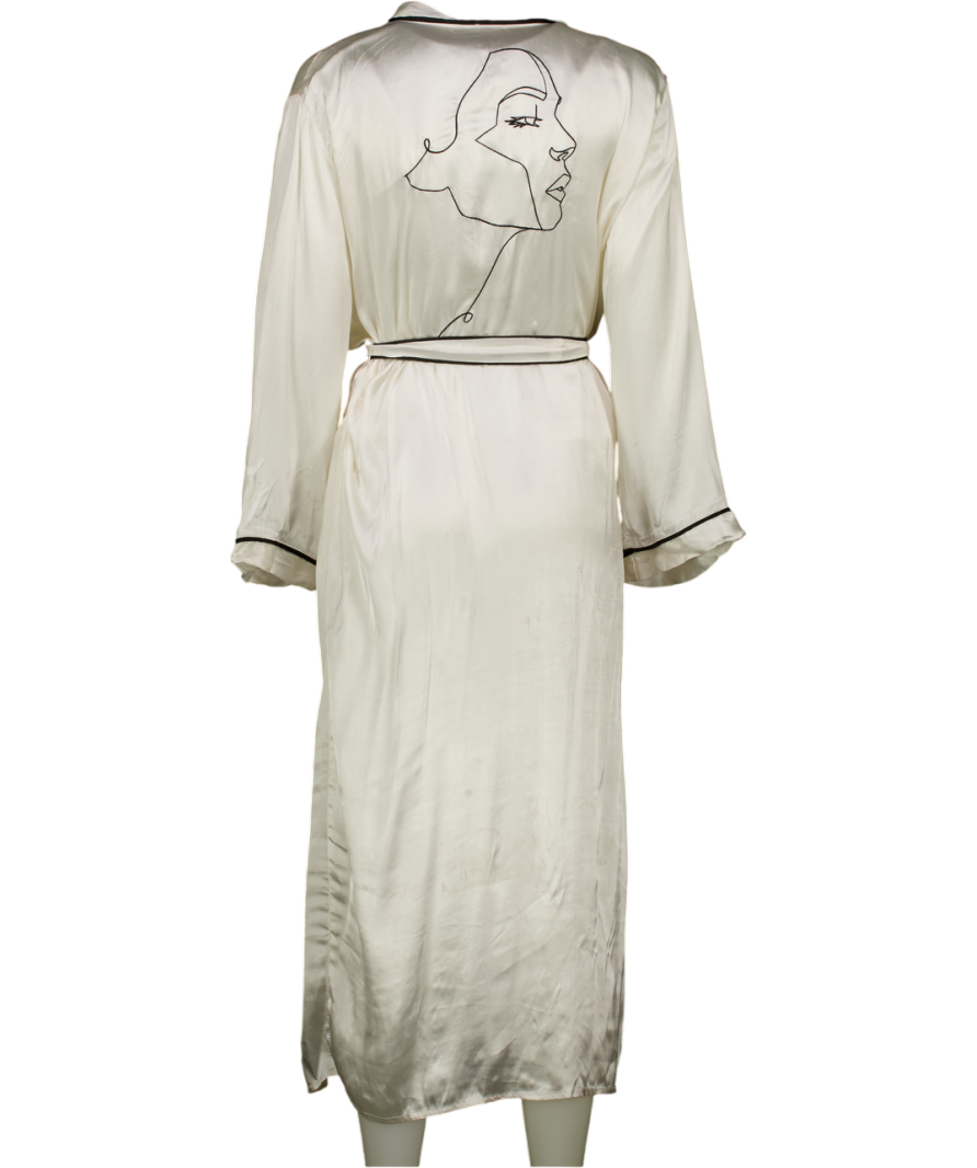 LEOCE White Luxury 100%  Silk Dressing Gown UK M