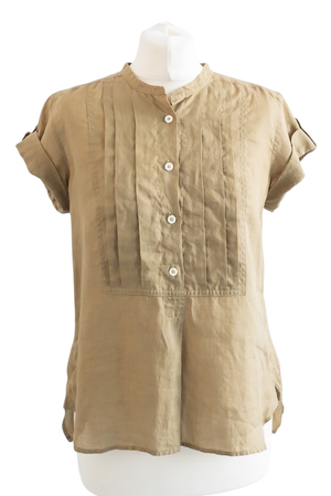 Margaret Howell Beige Pintuck Detail Top UK 8