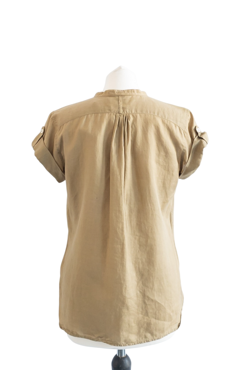 Margaret Howell Beige Pintuck Detail Top UK 8