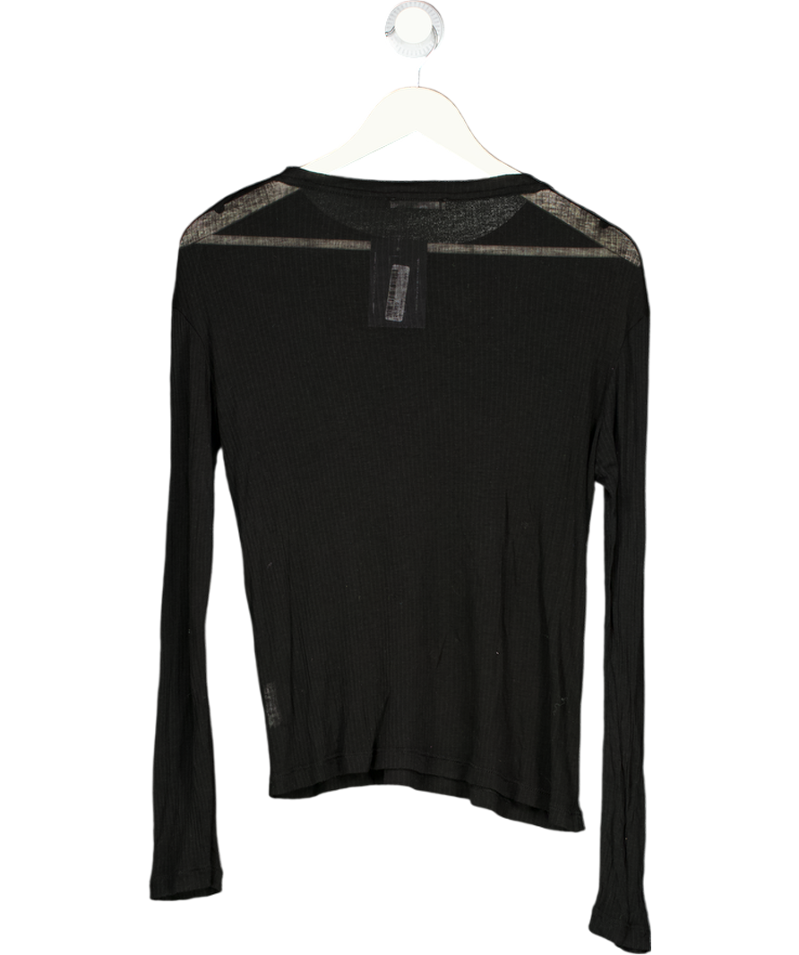 ZARA Black Sheer Long Sleeve Top UK S
