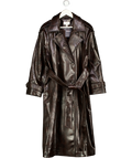 M&S Brown Croc Faux Leather Belted Longline Trench Coat - Bitter Chocolate UK 16