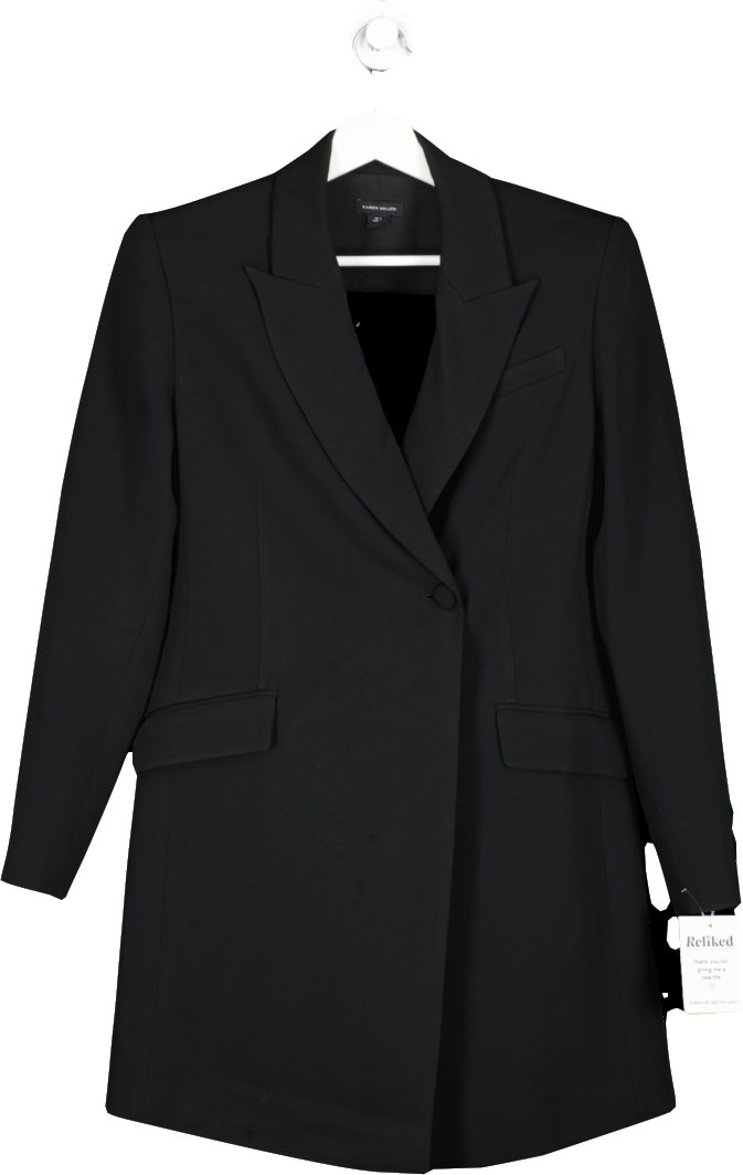 Karen Millen Black Tailored Blazer Dress, Cut Out Back UK 8