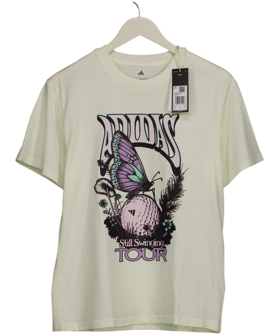 adidas Cream Graphic T-shirt UK M