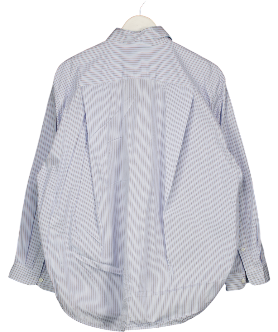 ARKET Blue Organic Cotton Striped Oversize Shirt UK 10