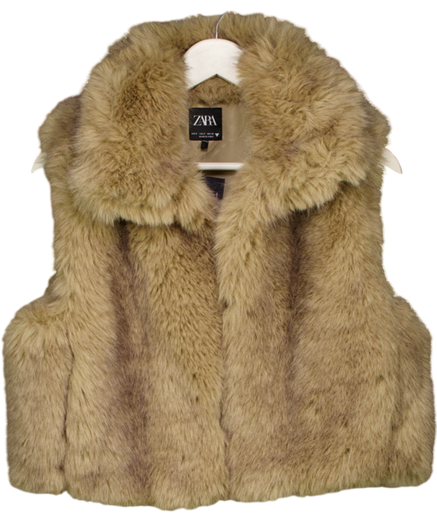 ZARA Beige Faux Fur Gilet UK S