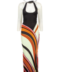 MURCI Multicoloured Isola Swirl Mesh Maxi Dress UK 6