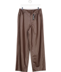 ROTATE Woven Detail Wide Leg 5 Pocket Trousers Dark Brown UK 10