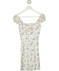 REFORMATION Ivory & Blue Floral Viscose Mini Dress Sz0 UK 4