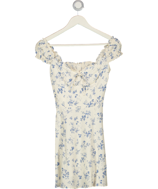 REFORMATION Ivory & Blue Floral Viscose Mini Dress Sz0 UK 4