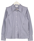 THE SHIRT COMPANY LONDON Blue Stripe V-line Silhouette Shirt UK 16