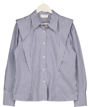 THE SHIRT COMPANY LONDON Blue Stripe V-line Silhouette Shirt UK 16