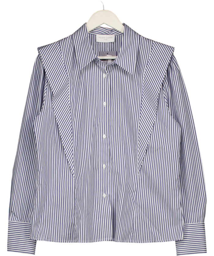 THE SHIRT COMPANY LONDON Blue Stripe V-line Silhouette Shirt UK 16